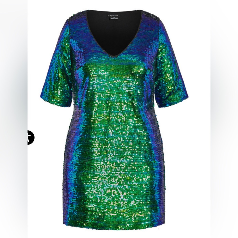CITY CHIC Sequin Glam Dress large/20 electric multi NWT